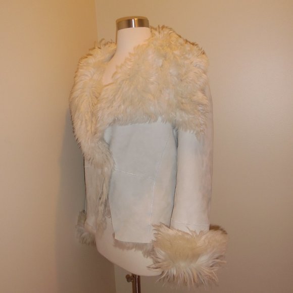 Tory‎ Burch Shearling Ivory White Lambskin Winter Runway Jacket Coat Jacket - Picture 10 of 16